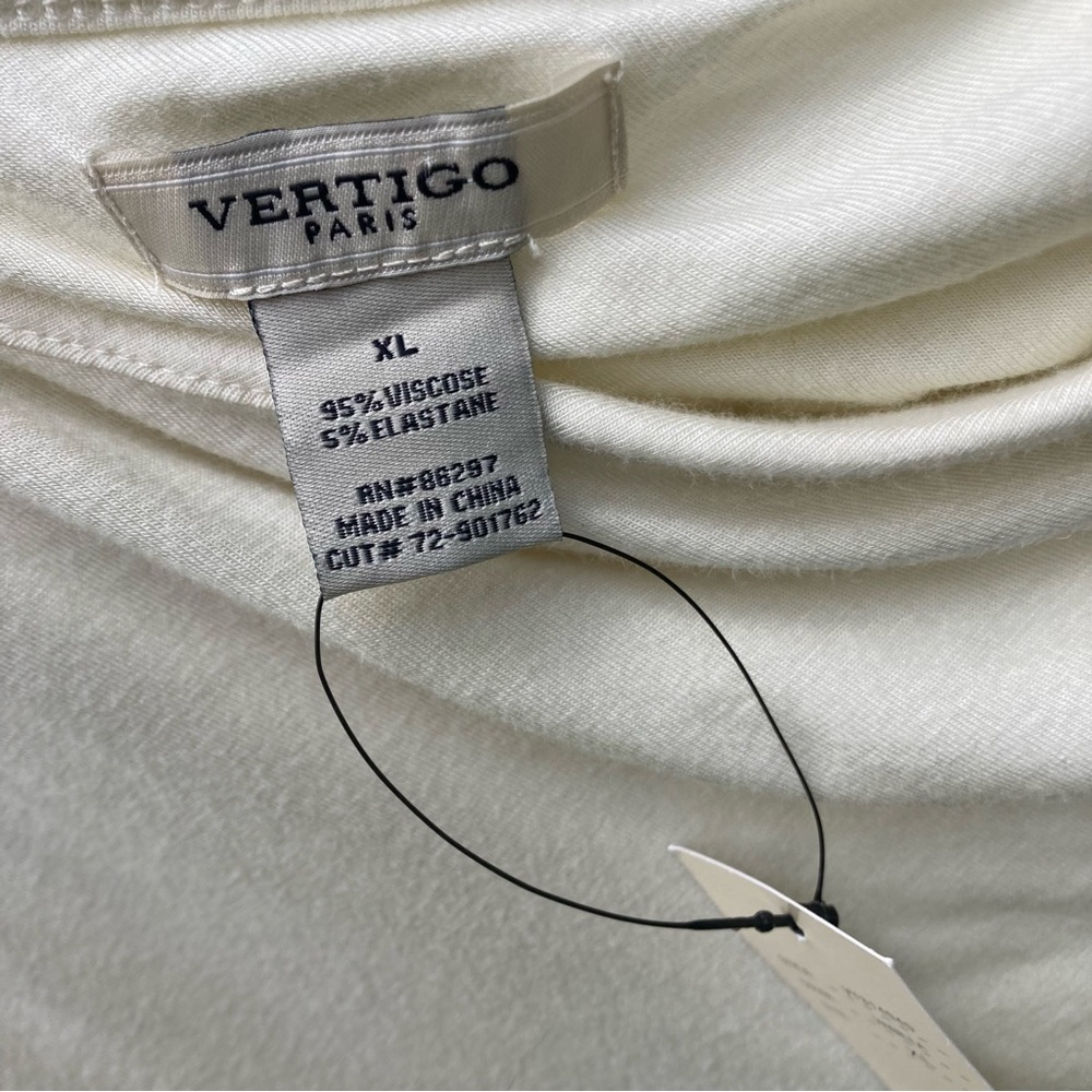 Vertigo Paris NWT cream one shoulder dress with ruching and sequins, size XL - Picture 3 of 11